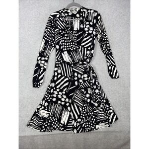 Vicky Tiel Abstract Print Jersey Wrap Dress Womens S Flowy Office Party Chic